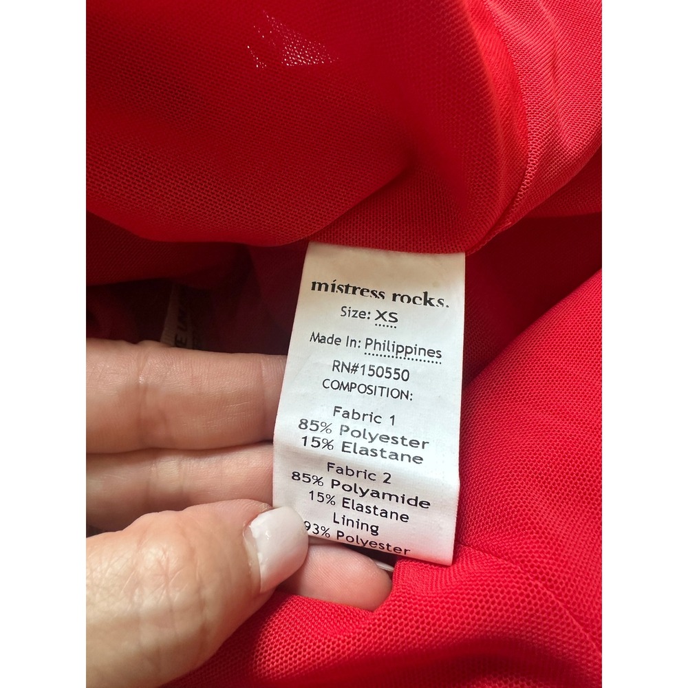NWT Mistress Rocks Red Mesh Ruched Corset Mini Dress Halter Neck Lace Trim XS - Picture 12 of 15